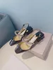 Lyxdesigner skor kvinnor sandaler svart mesh kristaller kvinnor sexig fyrkantig huvud kristall spänne embelli skjul sandal sommar mode pumpar prom klänning sandaler