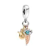 Authentic 925 Sterling Silver Beads Silver Hamsa All-seeing Eye Feather Spirituality Dangle Charms Fit Pandora Style Jewelry Bracelets Necklace DIY 768785C01