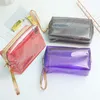 Sacs à cosmétiques imperméables en PVC, trousse de toilette transparente à fermeture éclair avec poignée, pochette de maquillage transparente Portable