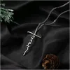 Pendant Necklaces 925 Sterling Sier Faith Cross For Women 18k White Gold Plated Necklace Sideways amztL
