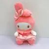 25cm Cartoon Anime Kawali Melodi Kuromied Plysch Doll Lolita Princess Dress Melody Söt Little Devil Dolls Kids Leksaker