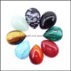 Konst och hantverk Arts Gifts Home Garden Natural Stone Water Drop Cabochon Beads Rose Quartz Turquoise Stones for Reiki Heal Dhhzs