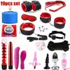 Fetish Adulto Sm Sexy Love Game Kit de brinquedo para casais Mulheres Bondage Conjunto de restrição de handcuff chicote de chicote braçadeiras Vibrador