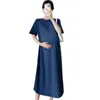 新しい母性の夏の服プリーツウエストサイドスプリットルーズカジュアルな妊婦ドレスオテキ