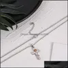 Подвесные ожерелья подвески ювелирные украшения поперечные сети листья розовые розы классический ретро -натуральный цветок j dhjat