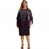 Plus Size Dresses Dress Women's Clothing O-Neck Robe Fashion Office Lady Casual Midi Oversized Large Big 3XLPlus