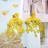 Dangle Chandelier Flatfoosie الأصفر راتنجات إسقاط مطرز للنساء الزفاف يدويًا للمجوهرات العرقية البوهيمية البوهيمي