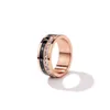 Goede gelukkige roteerbare zwarte Romeinse cirkel rose gouden ring enkele rij diamant verlovingsringen sieraden voor vrouwen cadeau