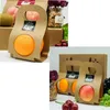 Soporte de fruta de papel Kraft Desechable Manzana Naranja Melocotón Mango Titulares Para llevar Solo Doble Fruta Regalo Embalaje RRE13560