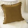 Kuddefodral Pompom Velvet Cushion Cover 40x40cm 45x45 Mjuk dekorativ soffa S med boll heminredning kudde pink kudde 220623