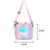 Borsa per il pranzo al laser con cuore amorevole arcobaleno Borsa Bento portatile per bambini Borsa termica per il pranzo Borsa a tracolla Borsa termica