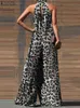 2022 Kobiety Leopard wydrukowane Jumpsuits Zanzea Fashion ol Summer Rleeveless Baggy kombinezon duży swobodny luźne palysuits Y220511