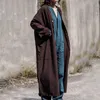 Johnature Women Maxi Coat Trench Vintage Autumn Nieuwe zakken Lange mouw 5 Kleuren groot formaat Vrouwen Kleding Long Trench Linnen 201111