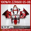 Kawasaki Ninja ZZR600 05-08 için OEM Vücut Enjeksiyon Kalıbı 05-08 Siyah Batı Stoklar ZX ZZR-600 600 CC 05 06 07 08 Cowling 38HC.3 ZZR 600 600CC 2005 2006 2007 2008 100% Fit Fairing Kiti