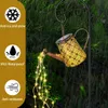 Solar Waterfall Law Lamps Garden Decorations Outdoor Watering Can with Cascading Lights Hanging Waterproof Garden Decor for Outside Suitable