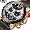 LIGE Fashion Mens Leather Quartz Watch For Men Top Brand Luxury Wristwatch Waterproof Sport Clock Relogio MasculinoBox 220530