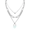 QIMOSHI Chunky Punk Silver Chain Choker Cuban Link Statement Jewelry for Women and Girls Layered Gemstone Heart Lock Pendant Necklace