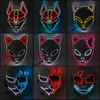 Máscaras de fiesta Cosplay Máscara de Halloween Luminous Light Up Led EL Wire Neon Glowing Anime Masquede Masquerade Horror MaskPartyParty