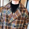 Men's Trench Coats Autumn Winter Men Woolen Short Slim Fit Korean Plaid Fashion Jacket Mens Double-Breasted Casual Tweed HommesMen's Viol22