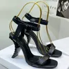 New summer women's high metal heel fashion sandals women's open toe ankle lace up sexy luxury designer shoes