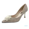 Sandali di lusso con perline e tacchi alti in pizzo a punta sandali con tacco sottile scarpe da sposa da donna