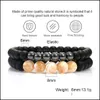 Kralen strengen armbanden sieraden tretretrendy natuurlijke zwarte agaat steen douple armband grootte 6 mm/8 mm tijger oog kralen bedel bracele dhoh5