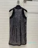 Designer Dress 2022 Summer Autumn O Neck Sequins Brand Same Style Dress Milan Runway Sundress