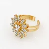 Liffly Fashion Dubai Gold Sets Bloemvorm Crystal Necklace Bracelet Ring Earring Bruidale bruiloft Sieraden Accessoires 220810