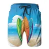 남성 반바지 빈티지 열대 해변 해변 해변가와 서핑 보드 남성 캐주얼 보드 휴가 Quick Dry Swimwearmen 's