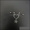 Stud Earrings sieraden hart oor earring roestvrij staal piercing industriële schelp lob lob buds pierc ineren 16 g 20g juwelen dh2oC
