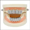 Hip Hop Gold-Plated Micro-Inlaid Teeth Grillz Zircon Bracket Big Gold Tooth Jewelry Drop Delivery 2021 Grillz Dental Grills Body Yzp1K