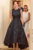 2022 Elegant Lace High Low Evening Occasion Dresses A Line Sleeveless Jewel Neck Formal Party Cocktail Gowns Mother of Bride Groom Wears Custom Made BC10142 C0404