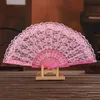 Handmade Cotton Lace Hand Held Fan Party Bridal plastic Frame Cosplay Wedding Props Fashion Fan Tulle