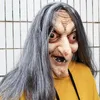 Party Masks Scary Old Witch Mask Latex with Hair Halloween Fancy Dress Grimace Costume Cosplay Props Adult One size 230206