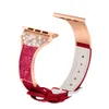 Bracelet en cuir de diamant de luxe pour dames pour Apple Watch Series 7 6 5 4 3 Bracelet Ceinture Iwatch Band 45mm 41mm 40mm 44mm 38mm 42mm Bracelet de montre à paillettes Accessoires de bracelet