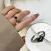 Bague d'amour rétro personnalisée, ouverture réglable en forme de cœur, tendance, goutte noire, Index, bijoux pour filles