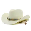 Casquette de soleil bohème pour femmes, chapeaux de plage pliables pour dames, paille en papier blanc Panama, chapeau de voyage, Protection Uv, Cowboy