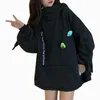 Women's Hoodies Oversized Lover's Cute Long Sleeve Loose Printing Tops Casual High Collar Pocket Frog Head Warm Pullovers Y2k