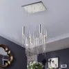 Modern Crystal Pinging Luxury Diamond Stair pendurou lâmpadas LED LUZES CROMO