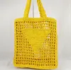 ファッションレターPメッシュホロー織物のショッピングバッグ夏のストロートートバッグショルダービーチバッグのための家の装飾