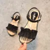 Dzieci Buty Dzieci Sandały Letnie Dziewczyny Baby Fashion Księżniczka Buty Moda Plisowane Dziewczyny Sandały Płaskie Buty Plażowe G220418