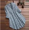 Women s shirt V neck pleated floral print long sleeve casual Dress 220613