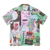 Chemises décontractées pour hommes High Street WACKO MARIA Cool Men Wear Graffiti Kaki Chemises à manches courtesMen's Quin22