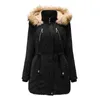 Green Black With Fur Hats Thick Warm Casual Women Winter Zip Up Jacket For 2022 Bomber Cargo Jacket Padded Oversize Parka L220725