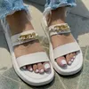 Slippers Femme Flats Chain Rome Chaussures 2022 Sandales d'été Plateforme causale Ladies Beach Slingback Slides Mujer Zapatosslippers