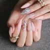 Matt Bling Crystal Fake Nail Nude Long Stiletto False Nails Pink Oregelbundet Diamond Oregelbundet Crystal Caviar Elegant Luxury 220725