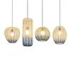 Lâmpadas pendentes de lustre minimalista de algodão vintage Candelador de bola personalizada Creative Room Rattan Candeliers de teto