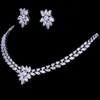 Emmaya White Gold Color Luxury Bridal CZ Crystal Necklace and Earring Set stora bröllop smyckesuppsättningar för brudar 220726