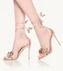 Kobiety sukienka weselna Bride Sandal Sandal Design wysokie obcasy brodawki Sandały Sandały kostki kolorowe motyle rozmiar 35428963551084501