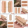 Cleaning Brushes Household Tools Housekee Organization Home Garden Wood Nail Brush Two-Sided Natural Boar Bristles Wo Dhfh1